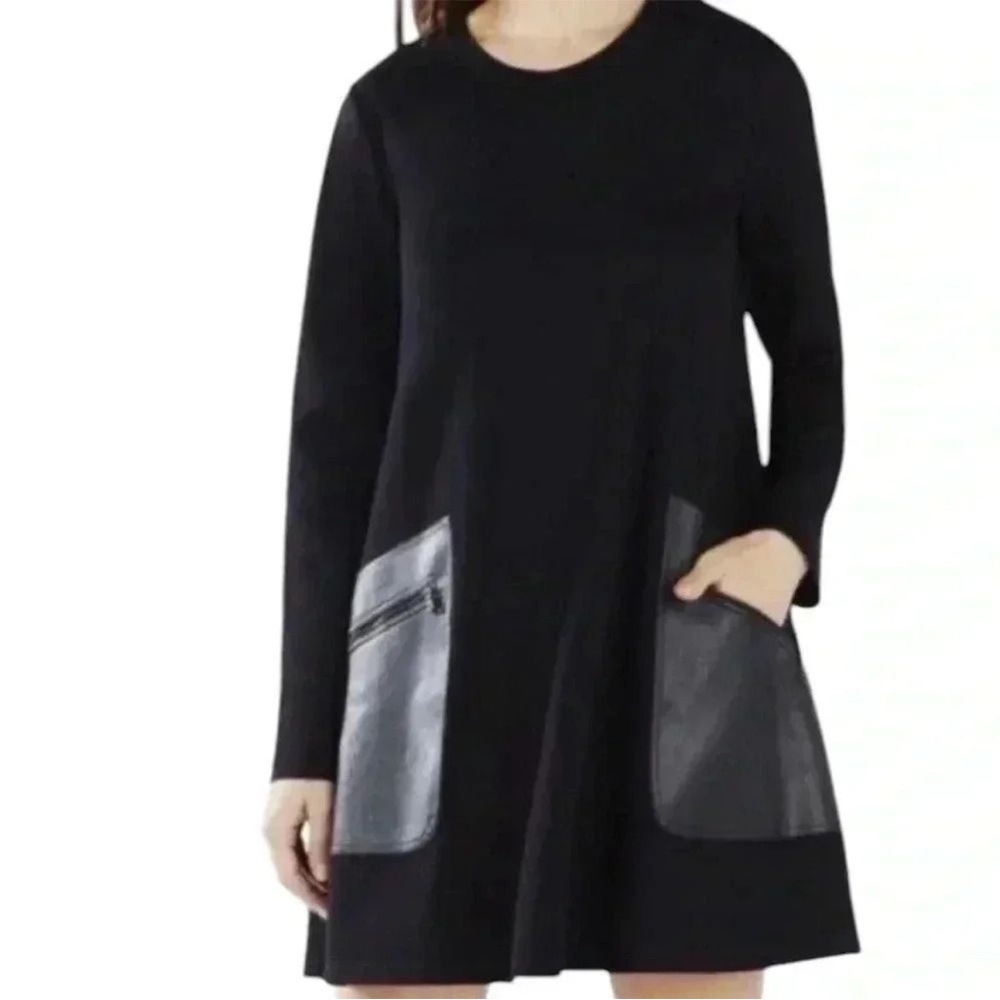 BCBGMaxAzria Black Long Sleeve Dress Pockets